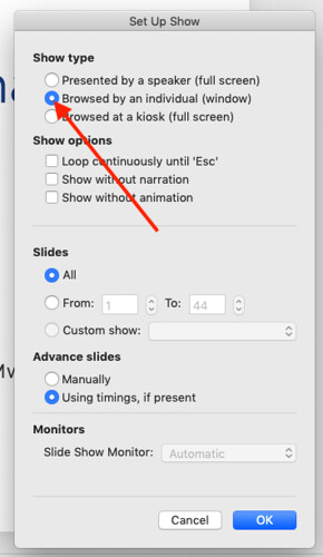 not use presenter view in powerpoint for mac